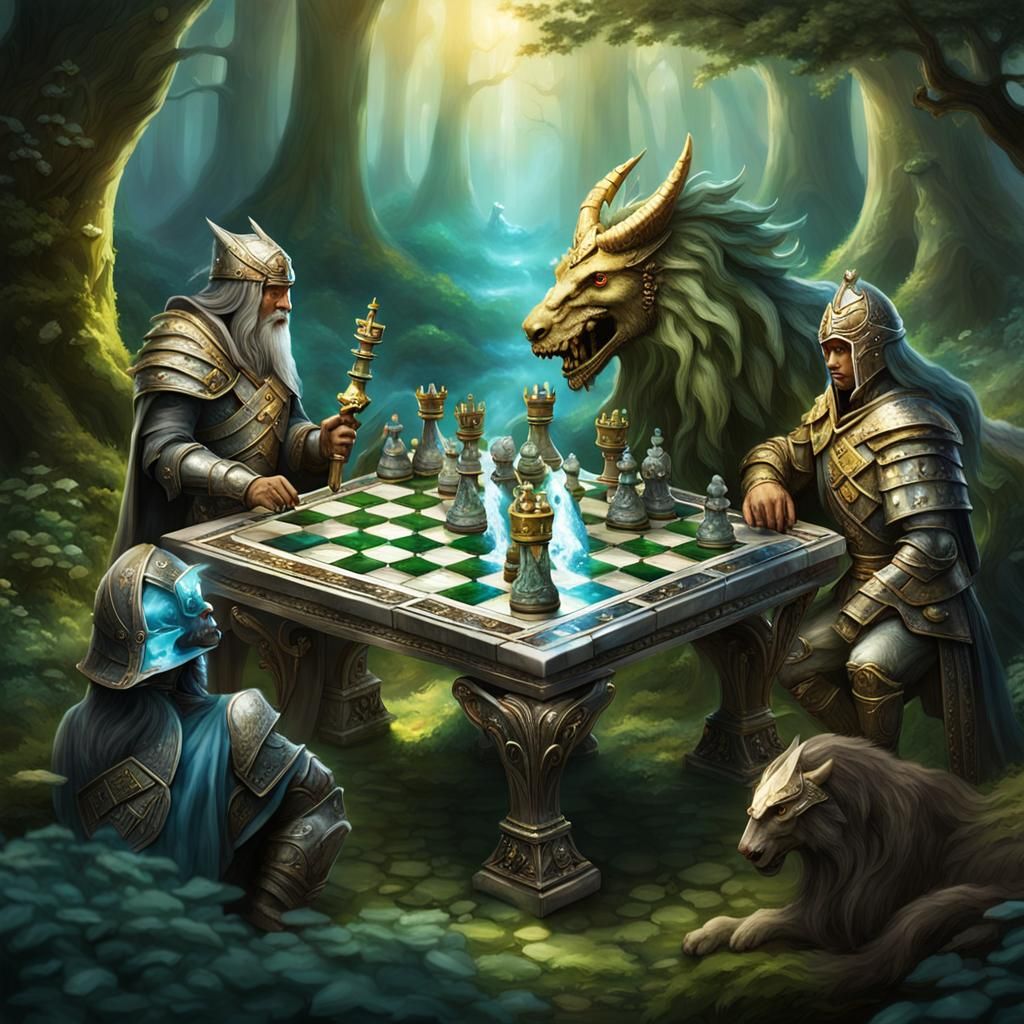 Enchanted Forest Chess Game with Animated Pieces