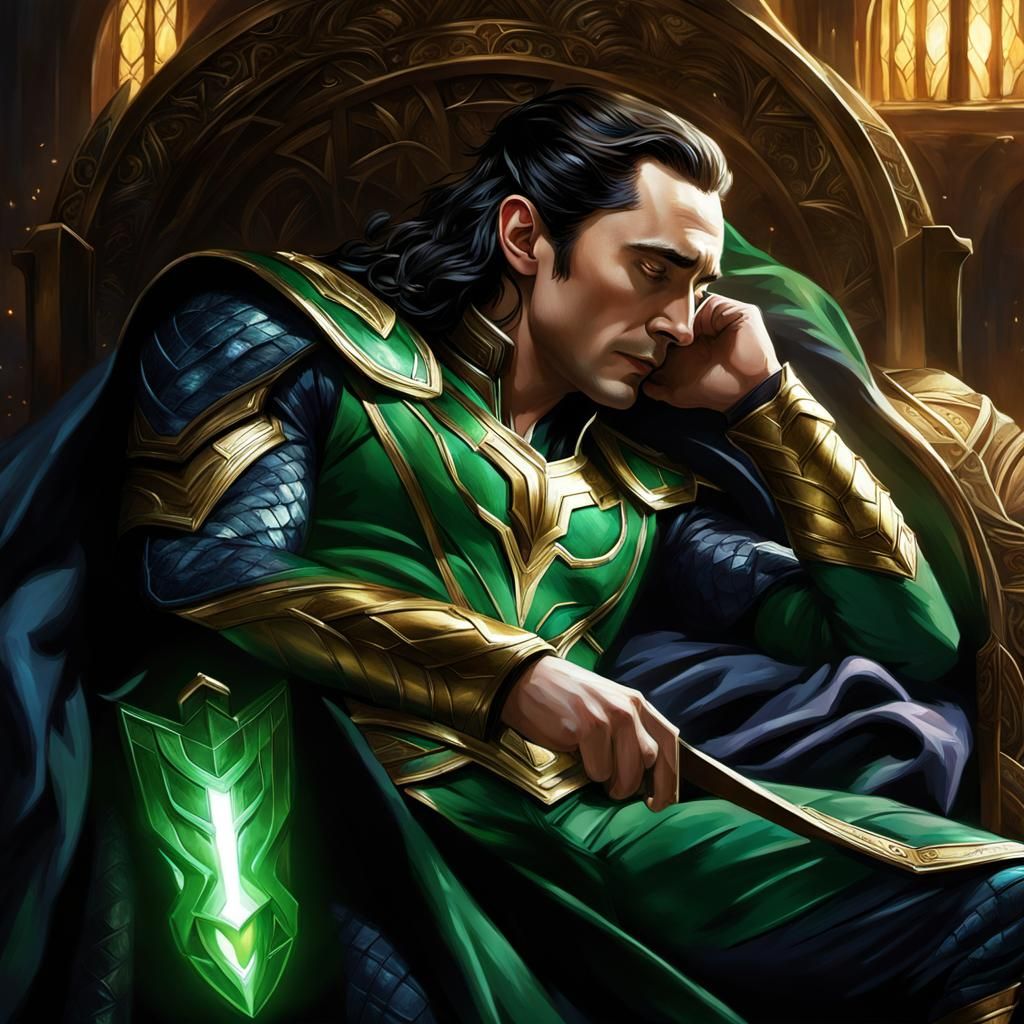 Loki of Asgard Sleeping: Detailed Digital Art