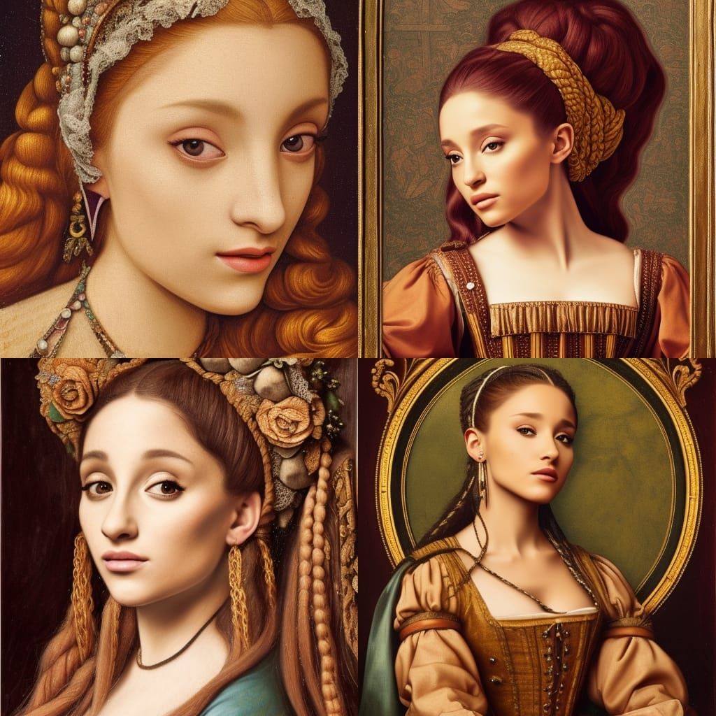 Ariana Grande as Renaissance Oil Painting