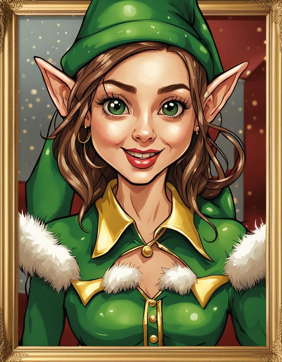 Christmas Elf Portrait in Comic Book Style