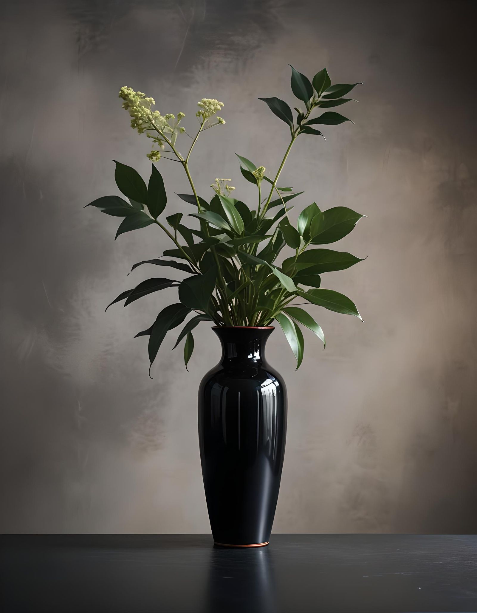 Vase Shaped Like Woman's Face With Plant