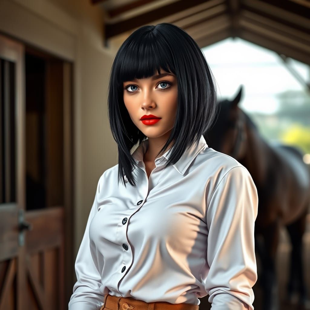 Sultry Equestrian Beauty in Vibrant Colors and Dramatic Ligh...
