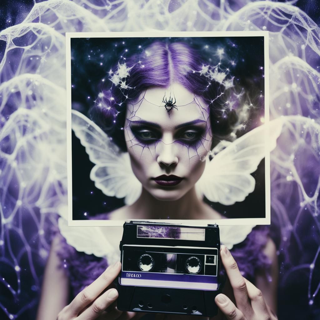 Ethereal Halloween Fairy Angel in Vintage Polaroid Style