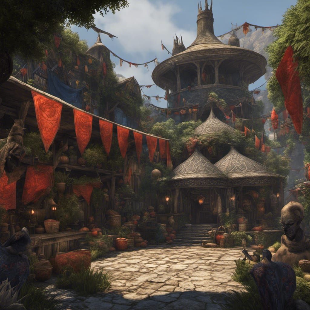 Dark Elf Market with Persian Architecture