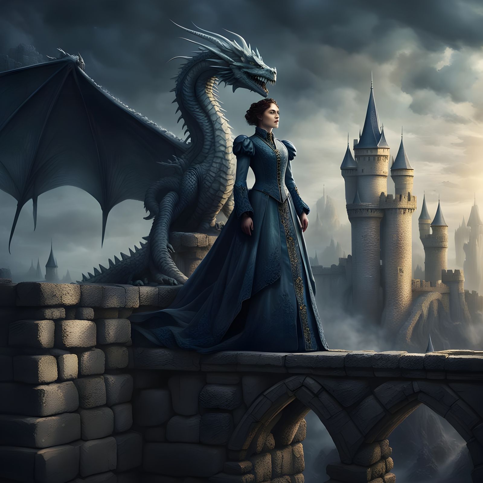 Dragon and Damsel: Dark Fantasy Concept Art