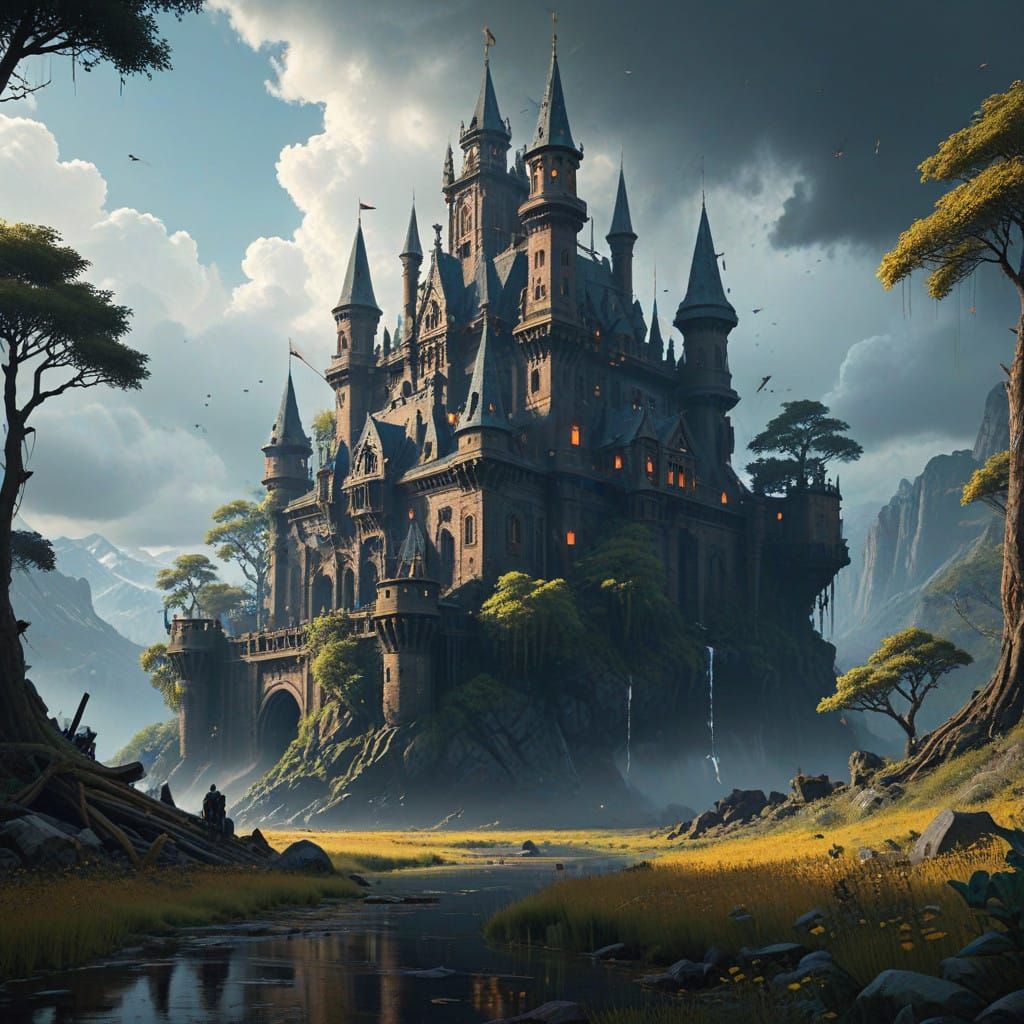 Ethereal Fantasy Realm Unfolds in Cinematic Volumetric Light...