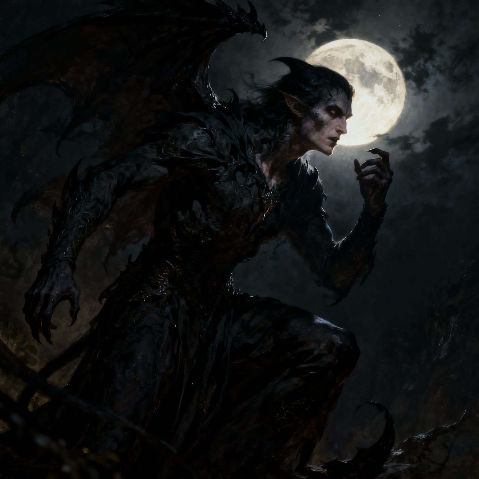 Nyx the Night Walker in Hyperrealistic Fantasy Style