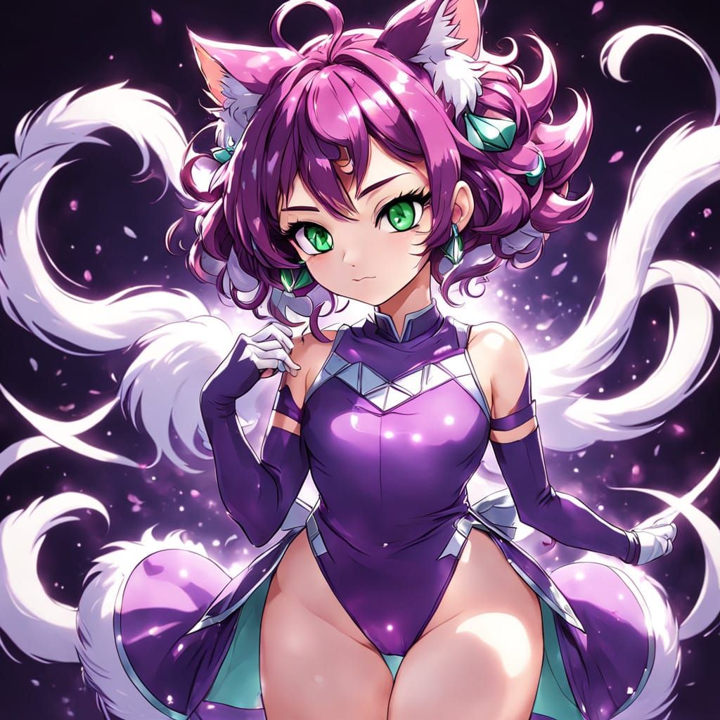 Energetic Catgirl in Vibrant Anime Style