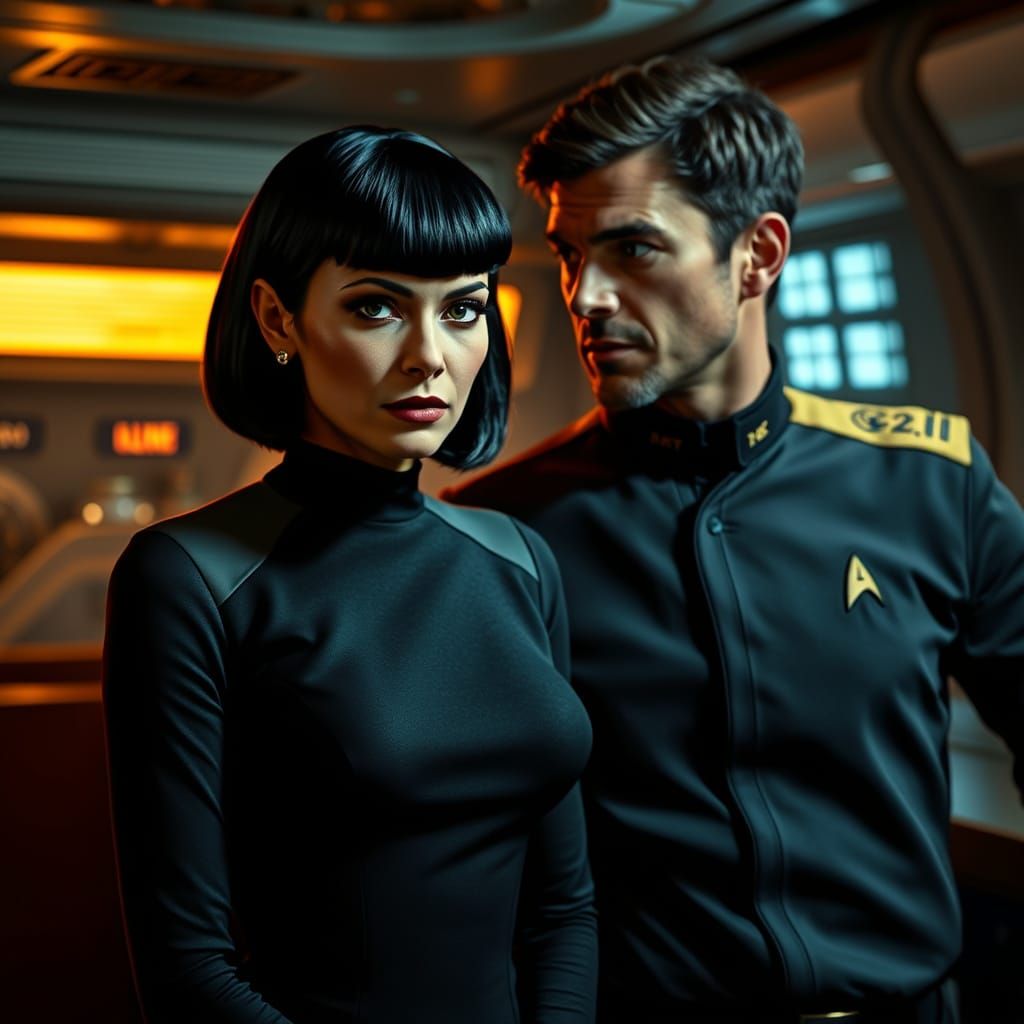 Vulcan Officer Flirts with Starfleet Captain in Futuristic L...