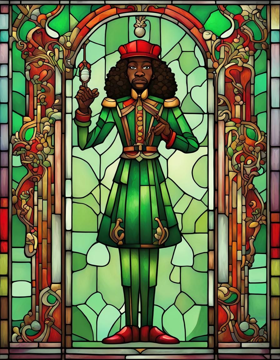Stained Glass Christmas Nutcracker in Graffiti Art Style