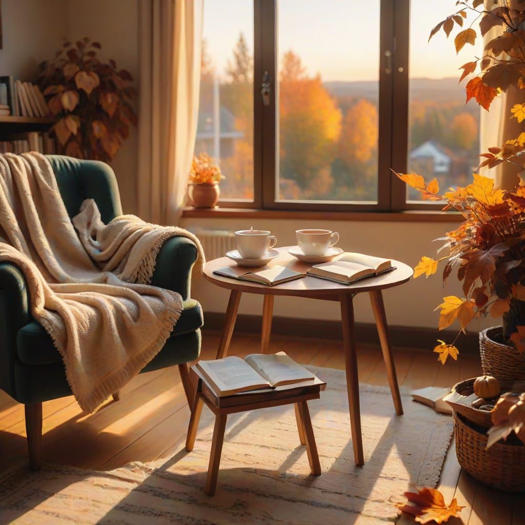 Cozy Room Scene with Dog in Warm Light