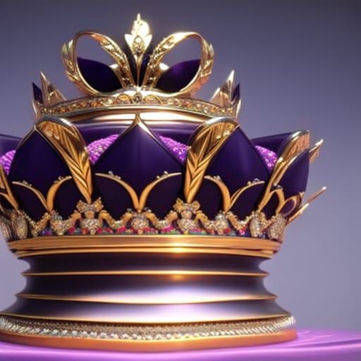 Intricate Queen's Crown on Plush Pillow, Acrylic Art