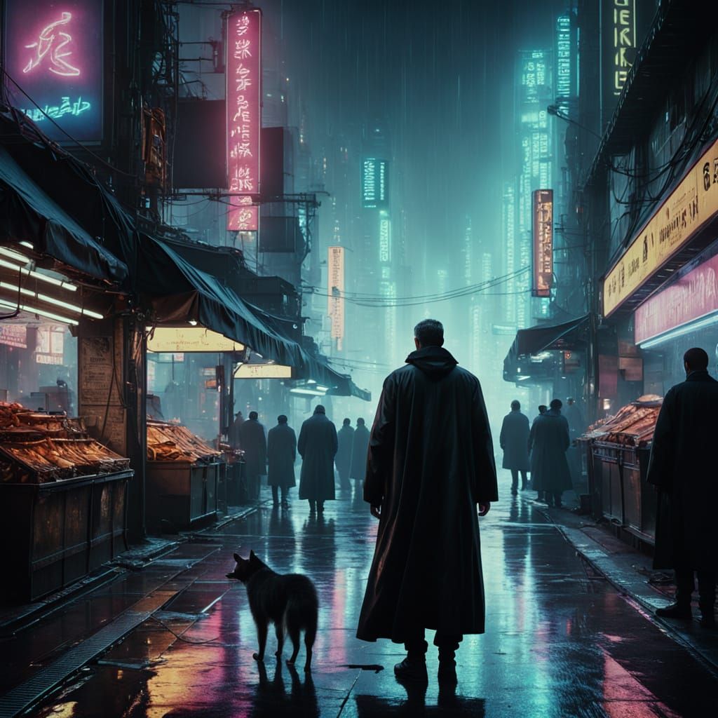 Cyberpunk Marketplace: Neon and Mist in Persian Architecture