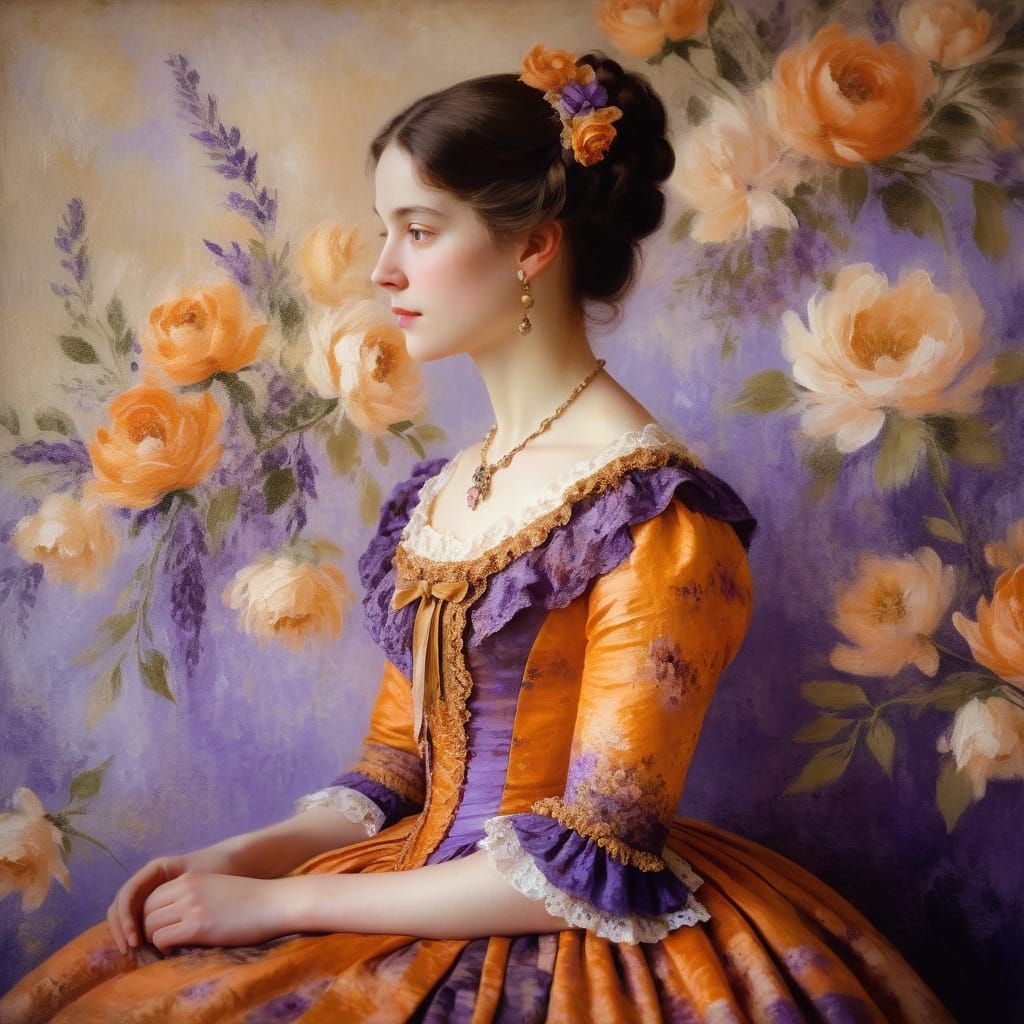 Elegant Lady in 19th Century Impressionist Portrait