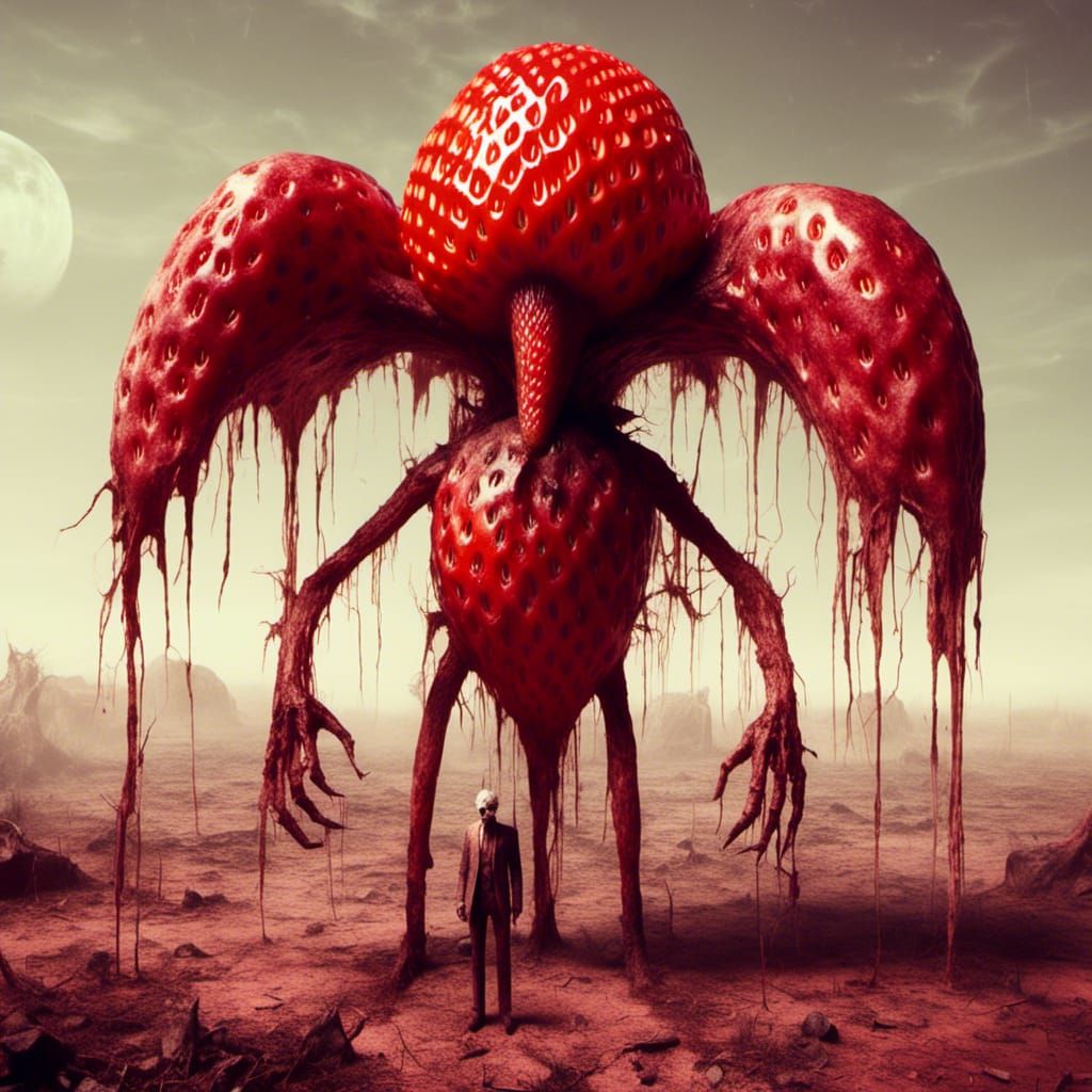 Macabre Strawberry Man on a Red Planet