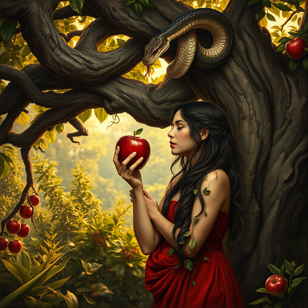 Eve's Temptation: A Masterful Garden Scene