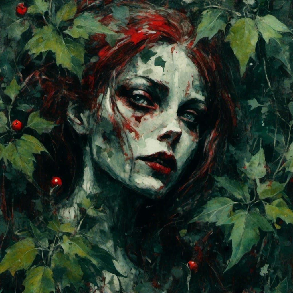 Poison Ivy in Dark Fauvist Botanical Portrait