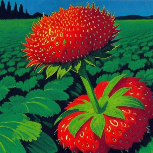 Fluorescent Hedgehog in Strawberry Field: Expressionist Colo...