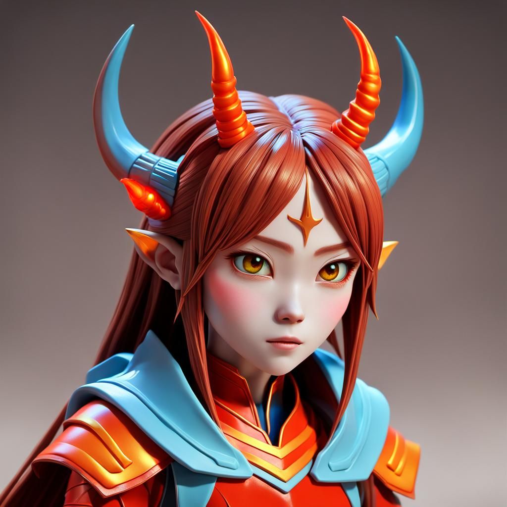 Asuna Yuki Devil Transformation in Pixar-Inspired 3D Art