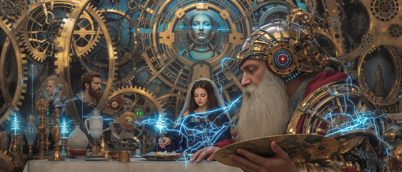 Retro-Futuristic Steampunk Leonardo Da Vinci Paints Madonna ...