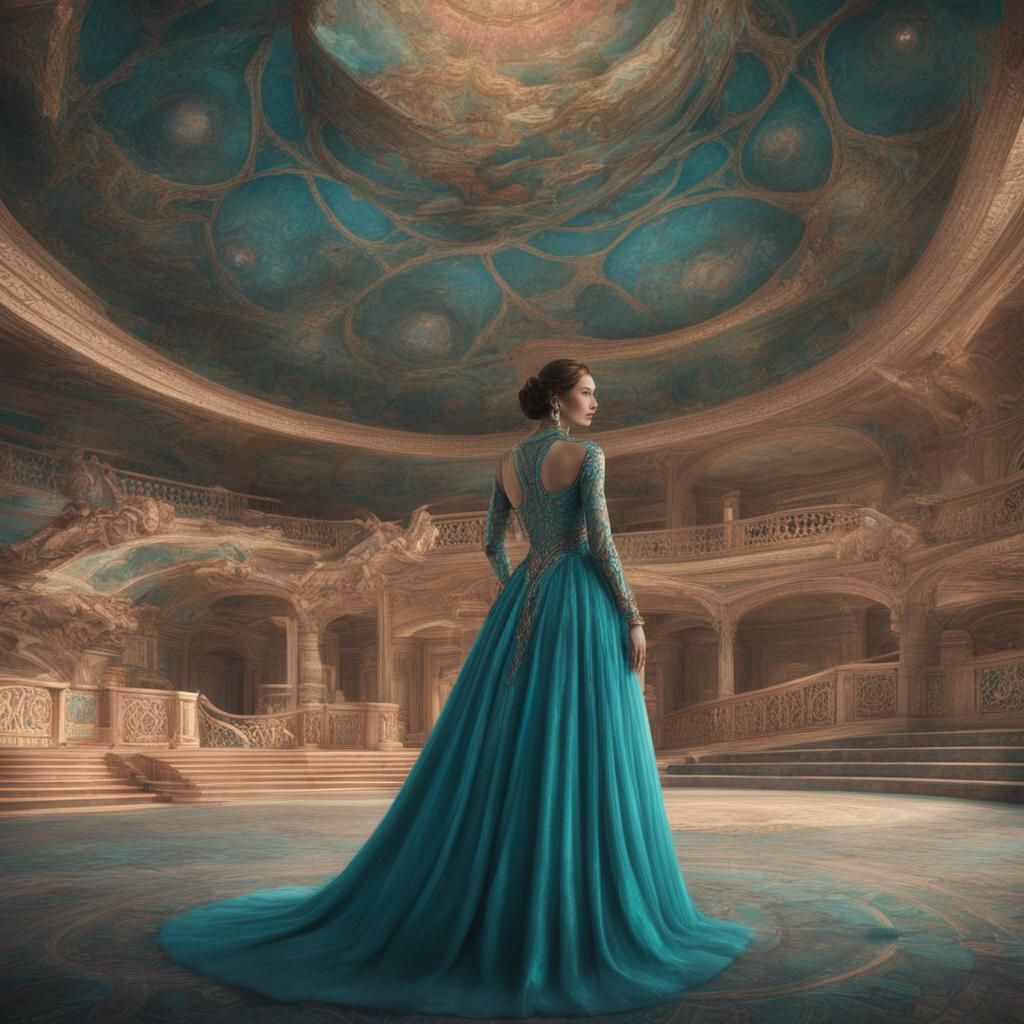 Woman in Fibonacci Gown: Digital Matte Painting