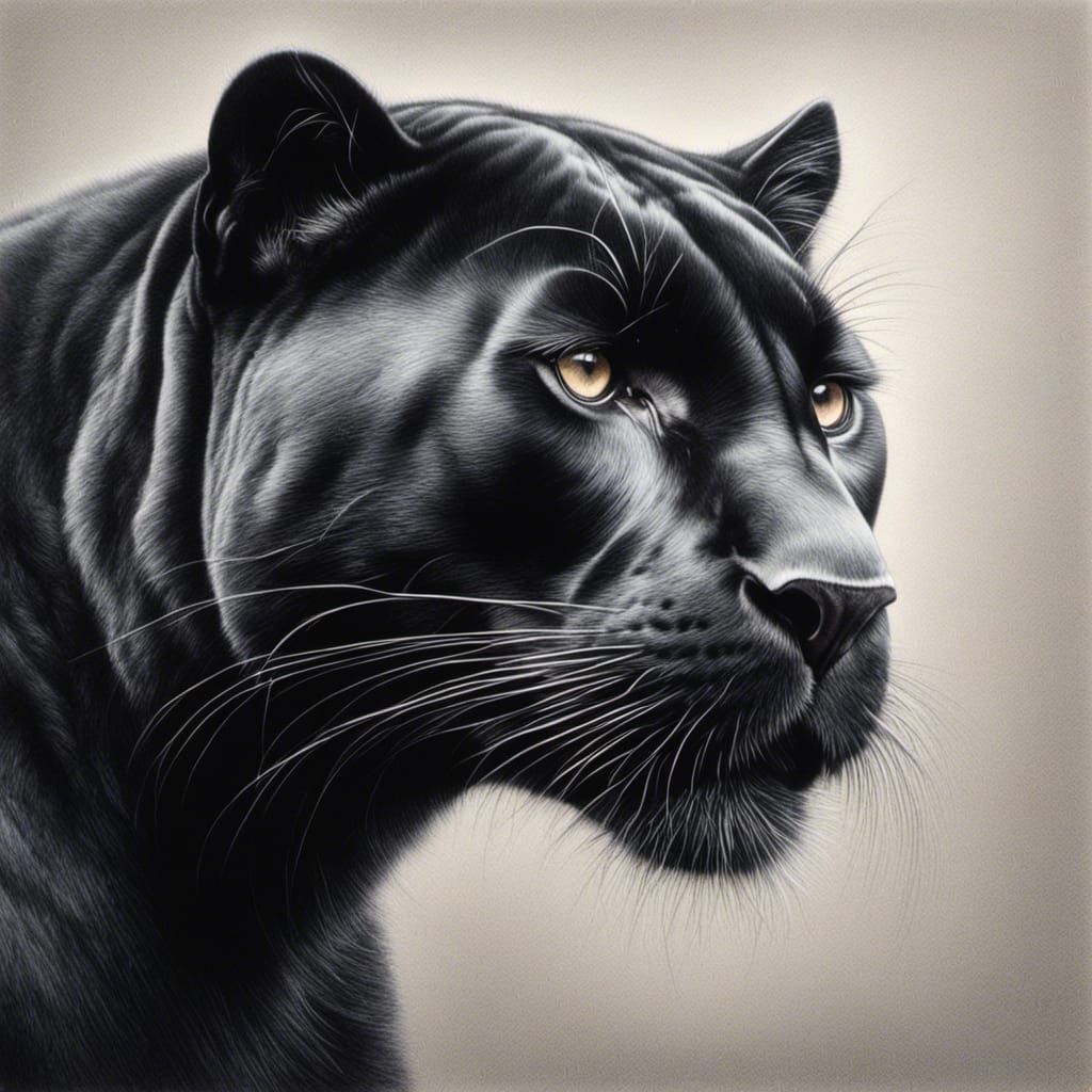 Detailed Pencil Drawing of a Black Panther