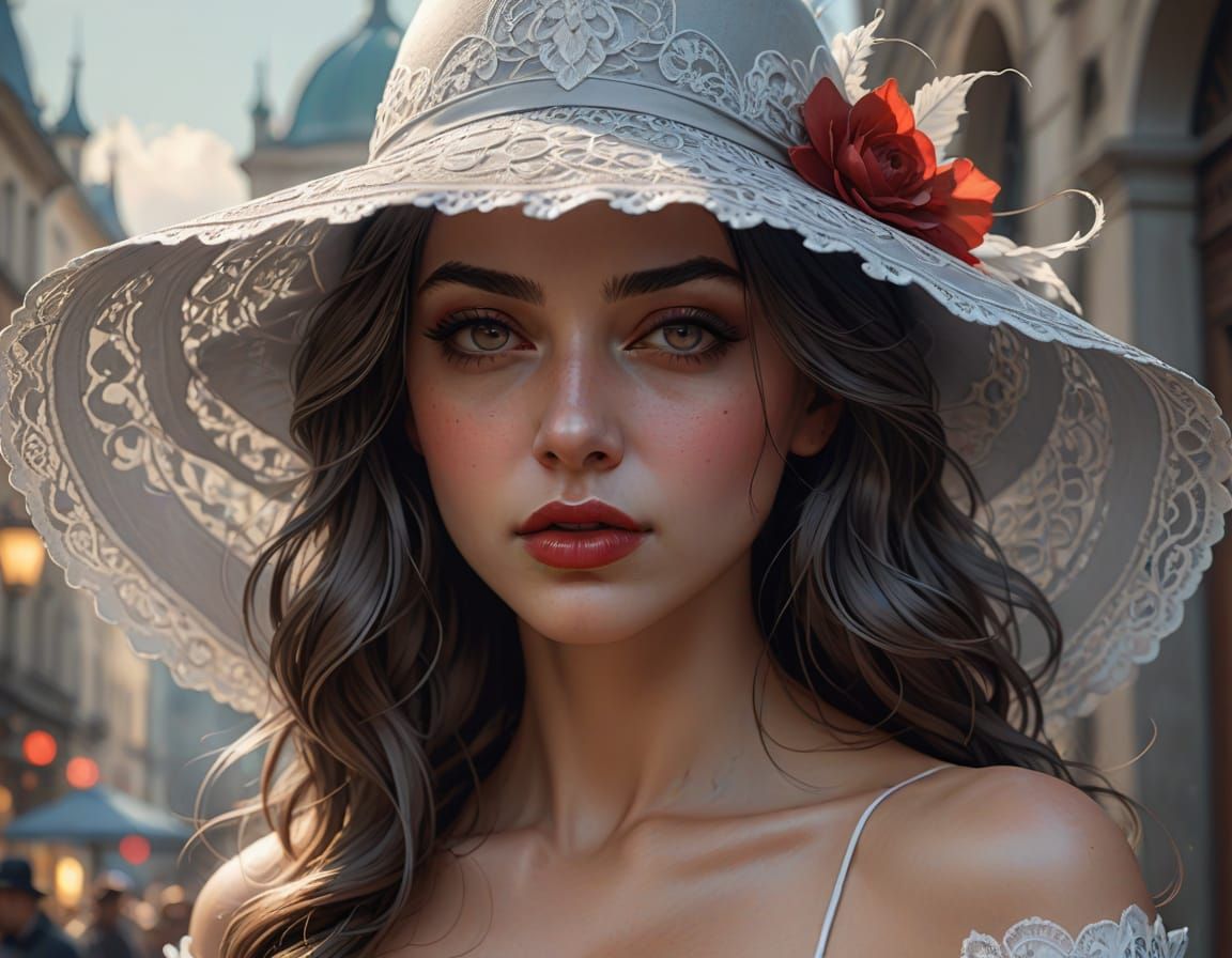 Striking Portrait of Woman in Hat, Black and White