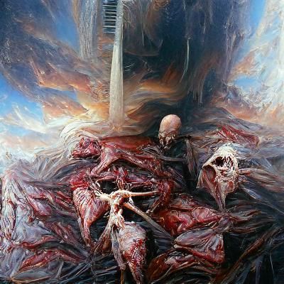 Death Metal Album Cover in Oil Painting Style