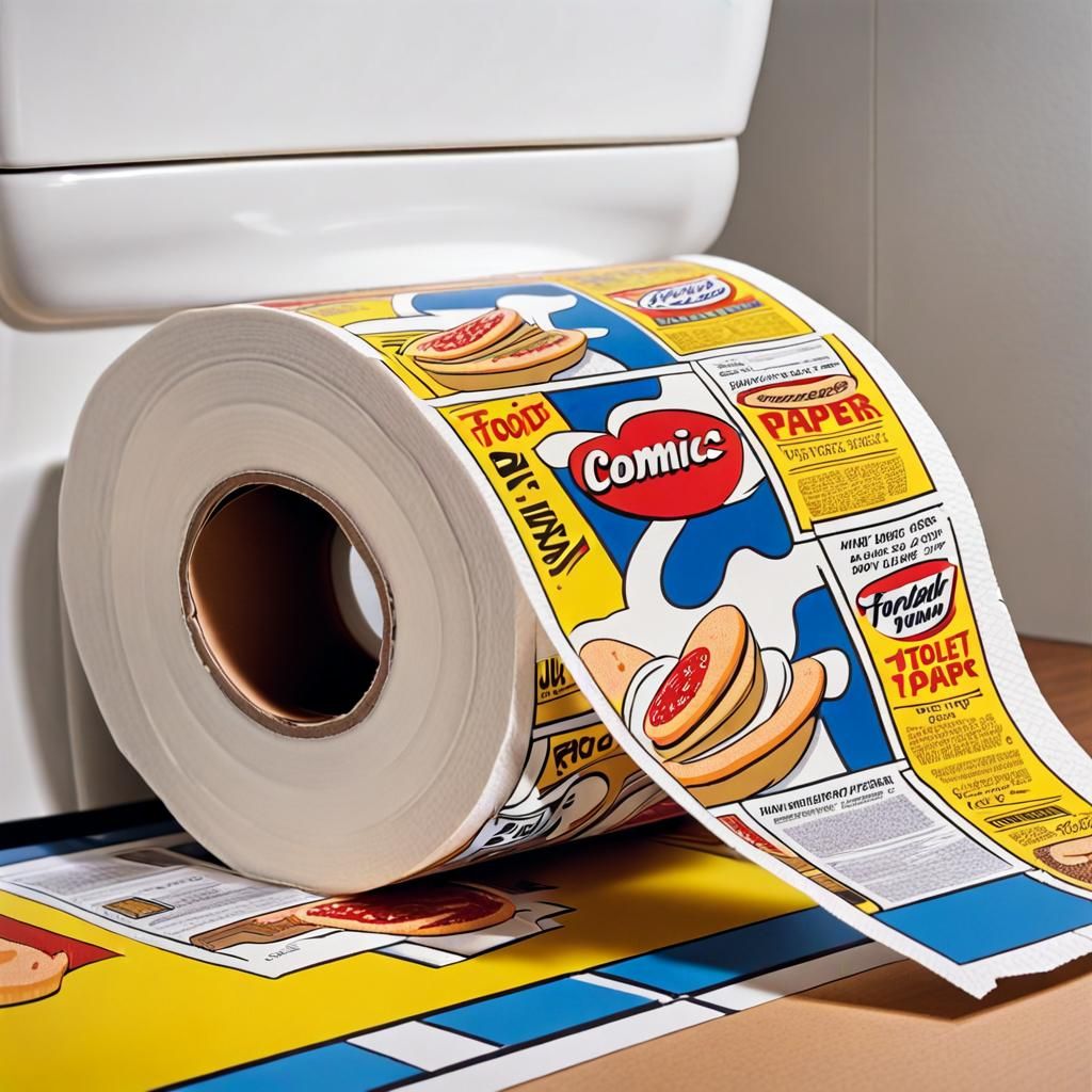 Toilet Paper Food Ads in Pop Art Style