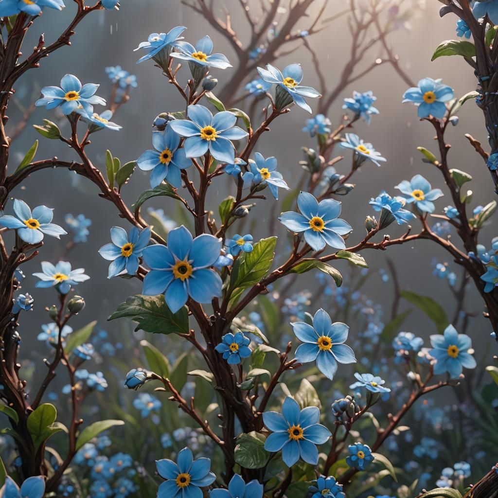 Crystal Forget-Me-Not in Detailed Matte Painting Style