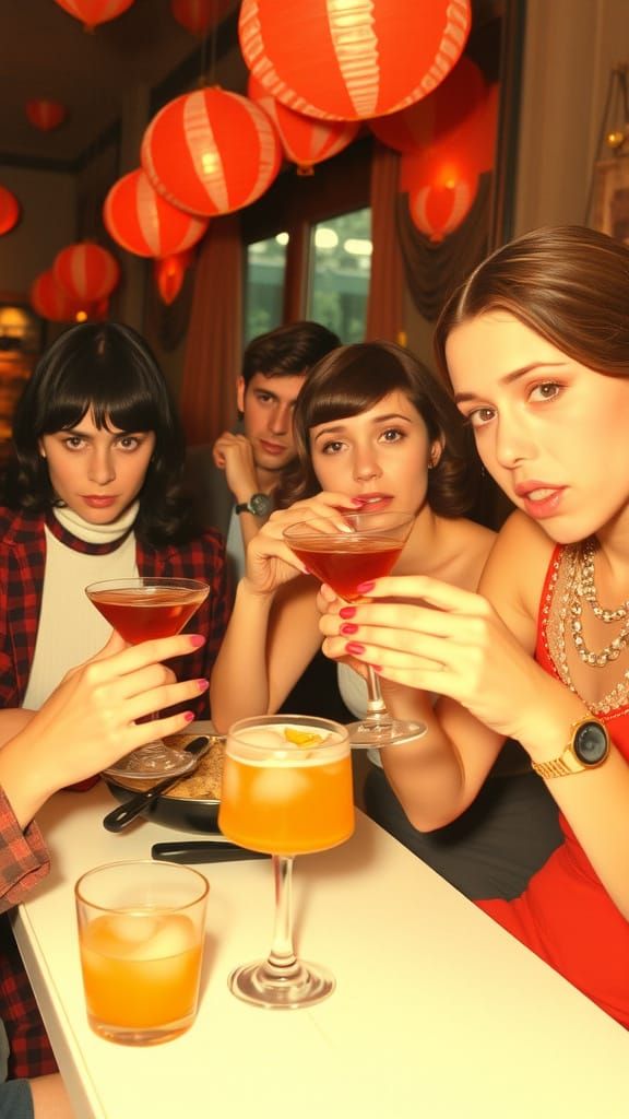 Vibrant 1970s Cocktail Scene