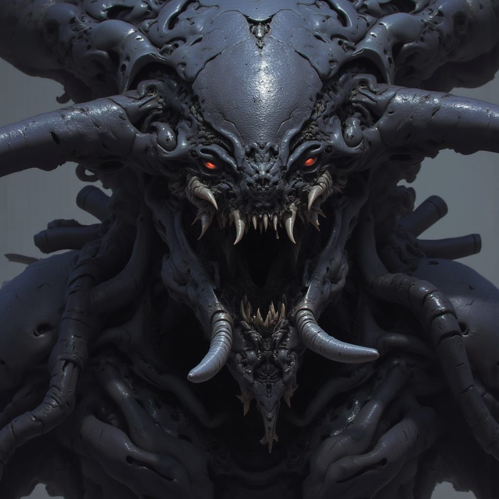 Menacing Alien Monster in Dark Biomechanical Armor