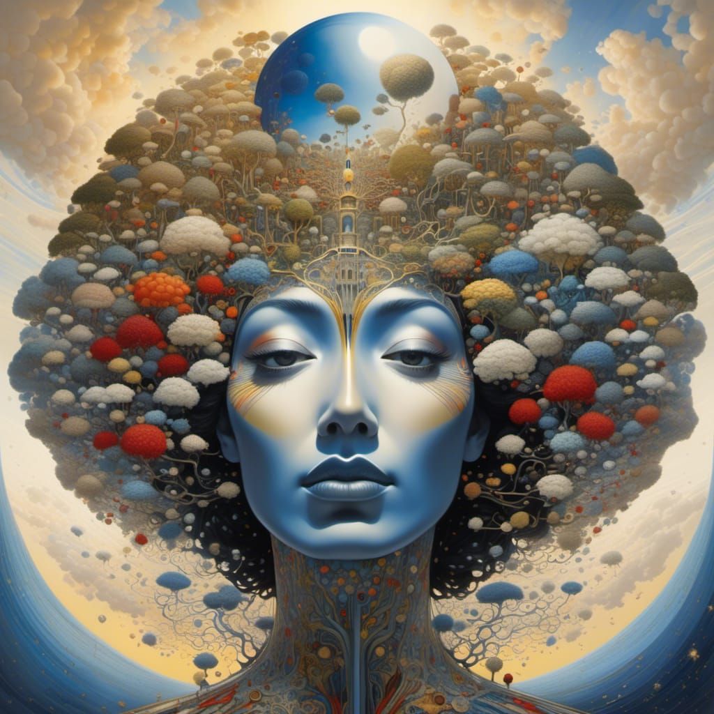 Surreal Brainscape Spring Paradise: Double Exposure Art