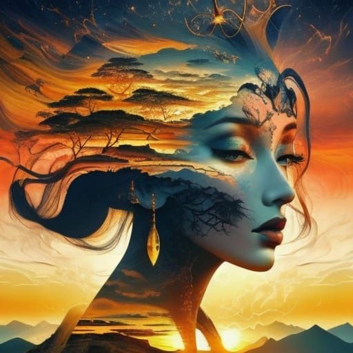 Surreal Woman in Dreamscape, Salvador Dali Style