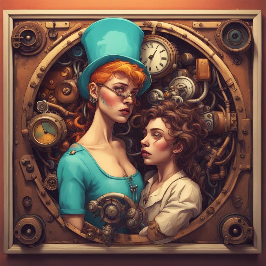 Steampunk Heart in Pop Art Style, 8k Resolution