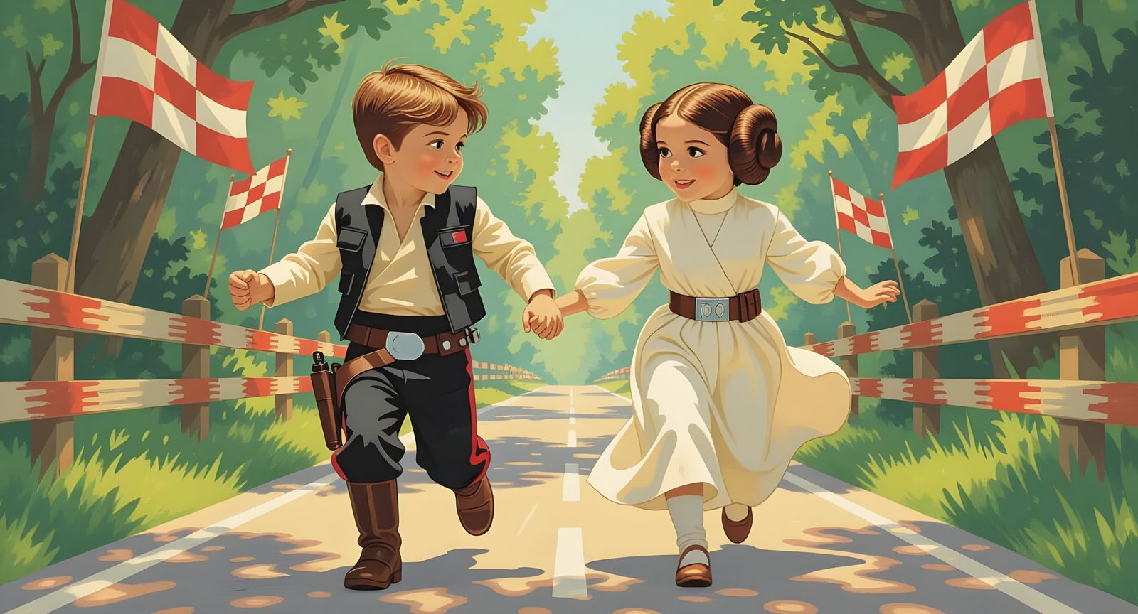 Children as Star Wars Characters in Retro-Futuristic Style
