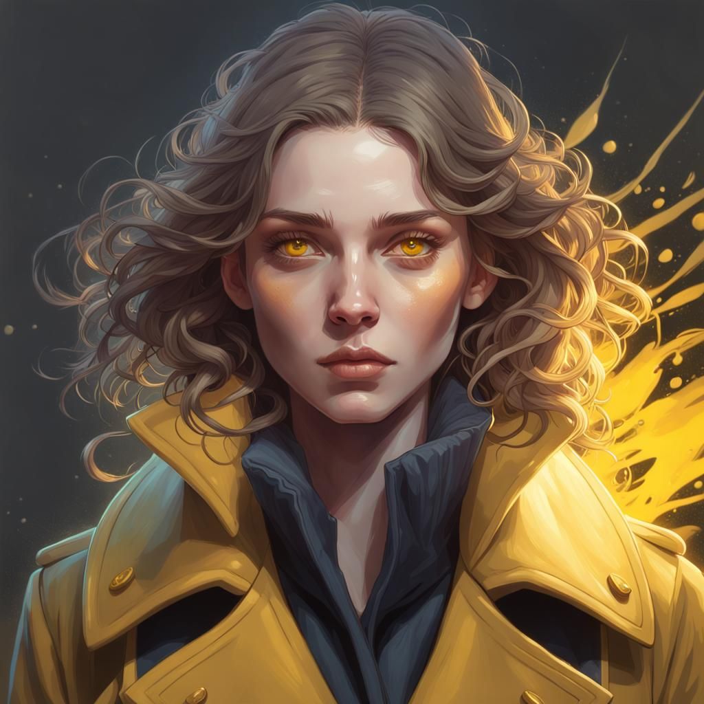 Welsh Woman with Yellow Magic, Hyperdetailed Portrait
