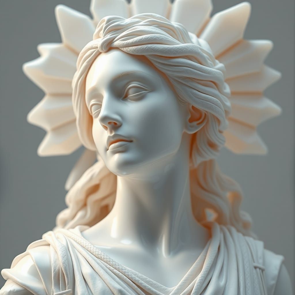 Crystalline Greek Goddess Transforms: 3D Anime Art