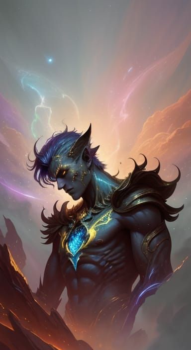 Fantasy Hero with Starlight and Shadow Aura