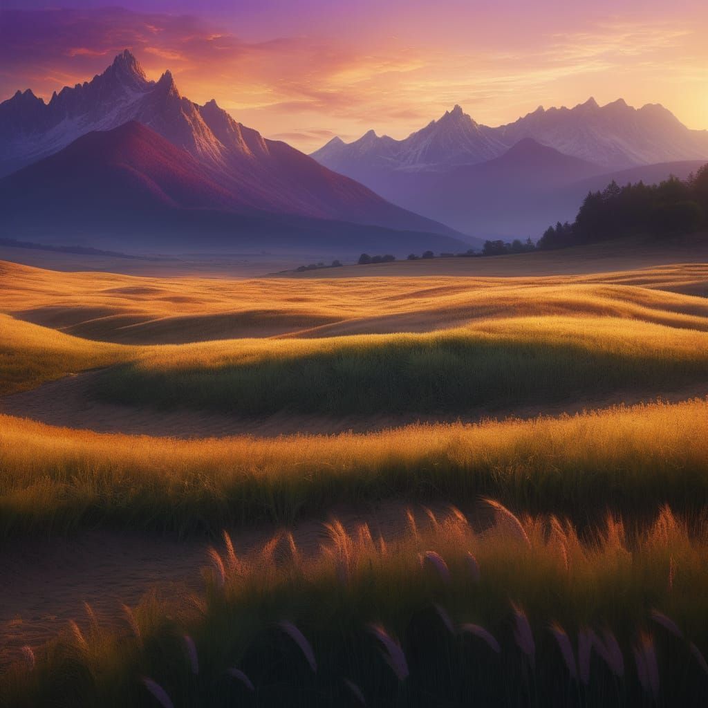 Vast American Landscape at Twilight Digital Matte Painting