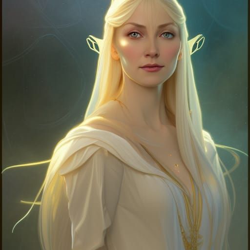 Anime Portrait of Galadriel in Hyperdetailed Style