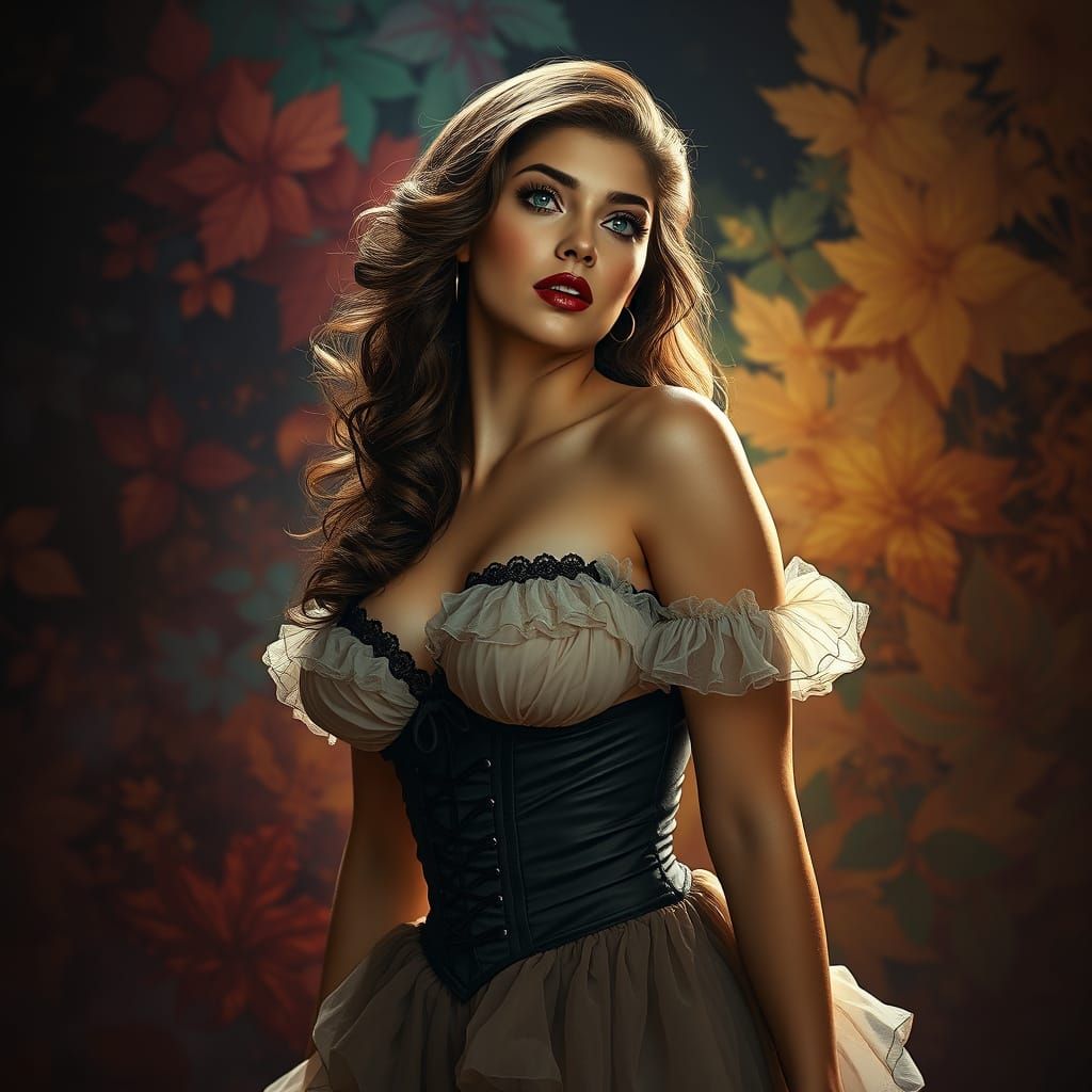 Hyperrealistic Woman in Petticoats, Gil Elvgren Style