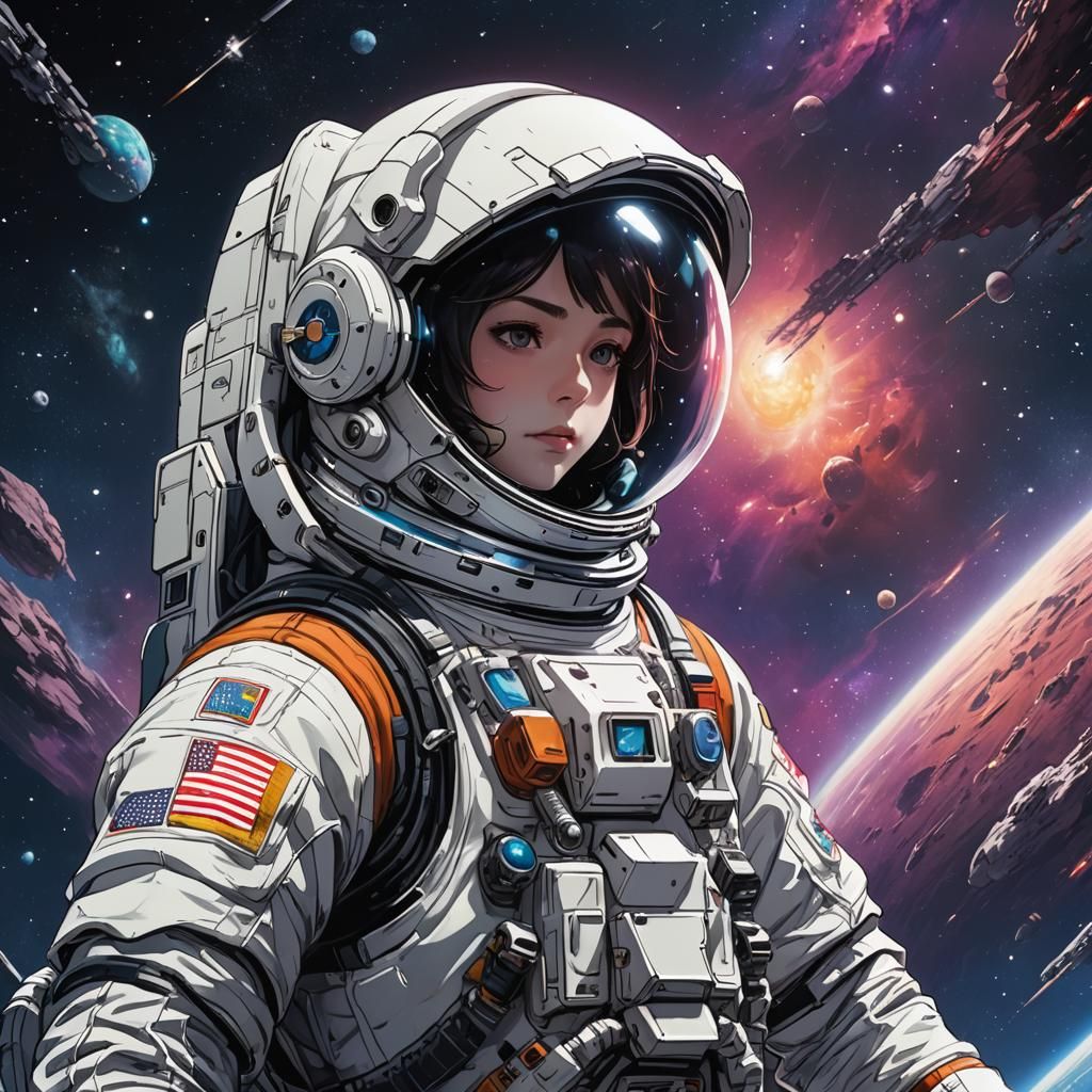 Anime-Style Alien Astronaut in Deep Color