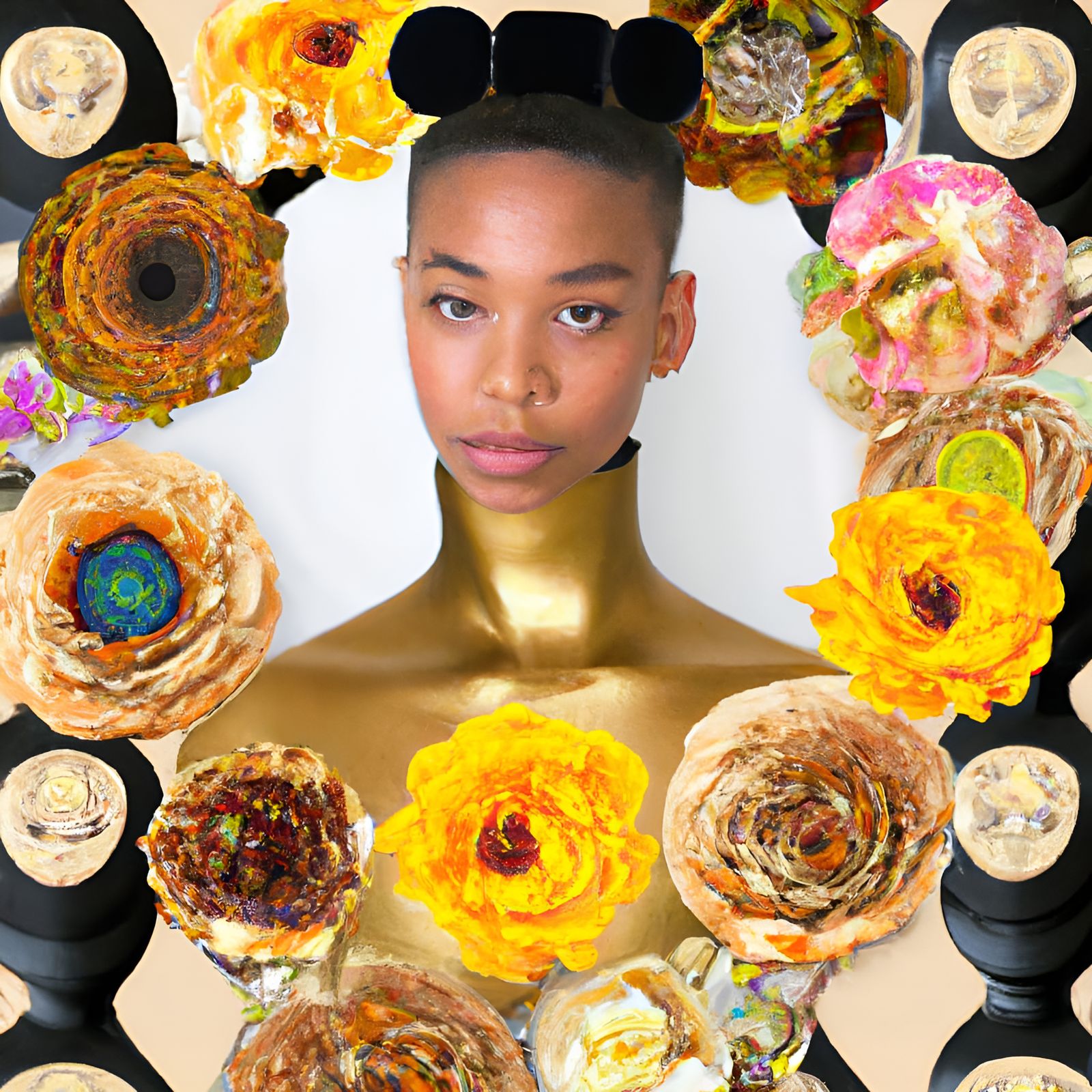 Afrofuturist Fashion Model in Gold and Black