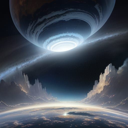 Cosmic Metropolis: Marble City Floating in Space