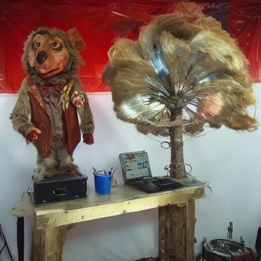 Blue Rabbit Animatronic in Red Clown Outfit