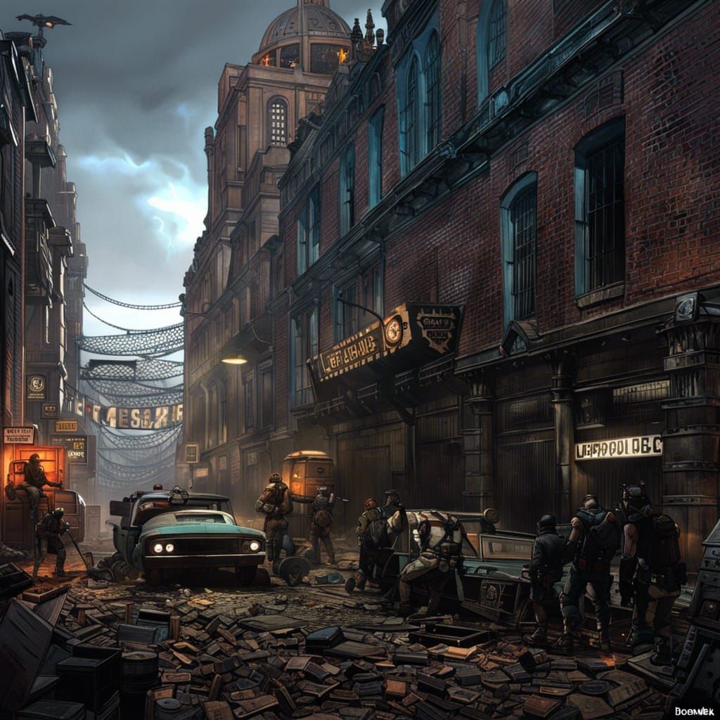 Post-Apocalyptic Cyberpunk London Game Scene