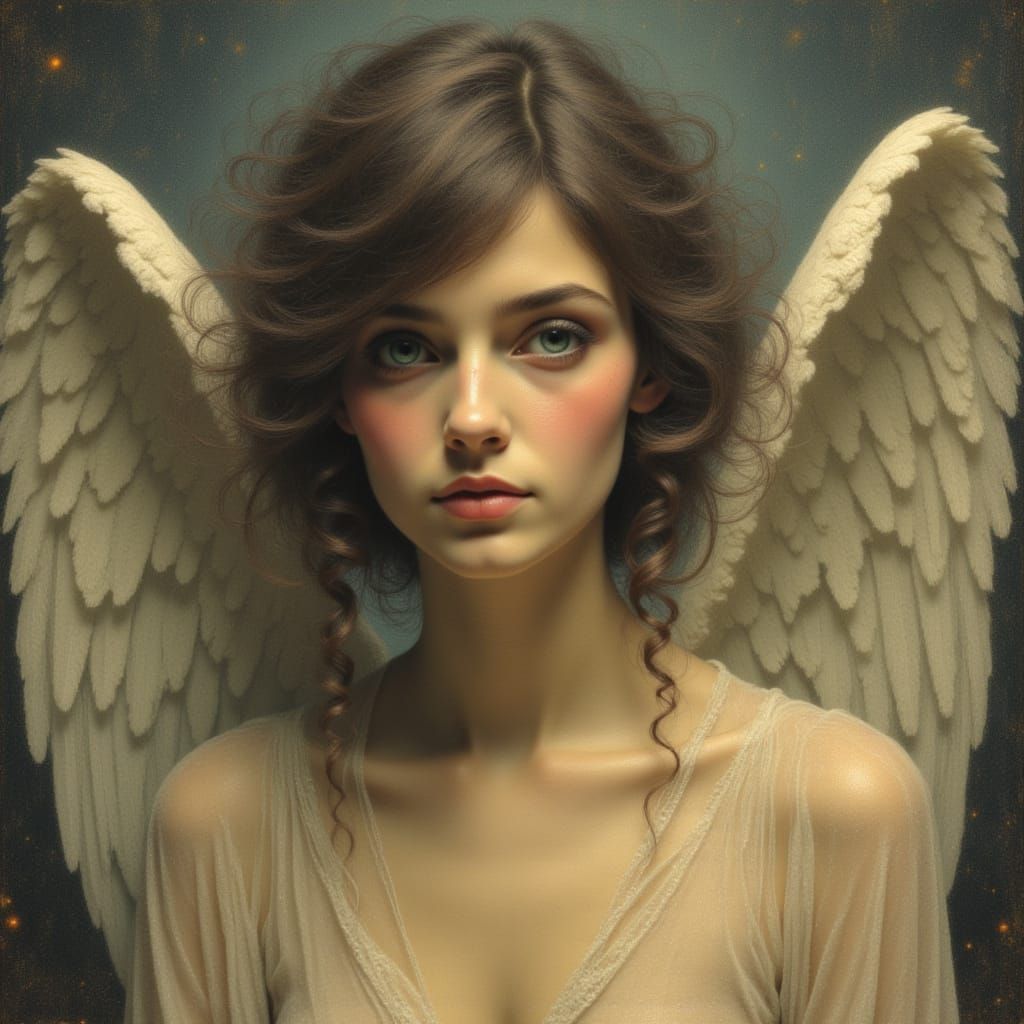 Androgynous Angel in Atmospheric Backlighting