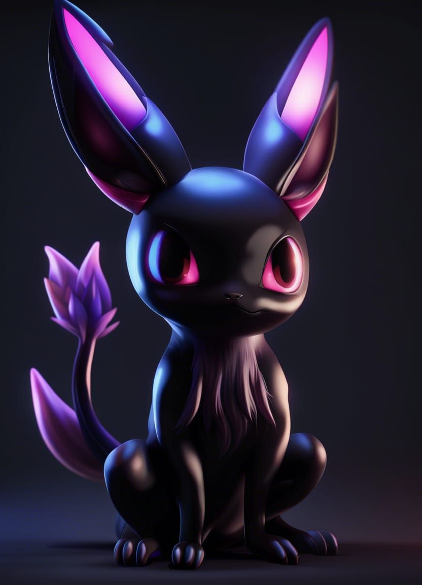 Ultra-Realistic Anime Espeon in Dark Theme