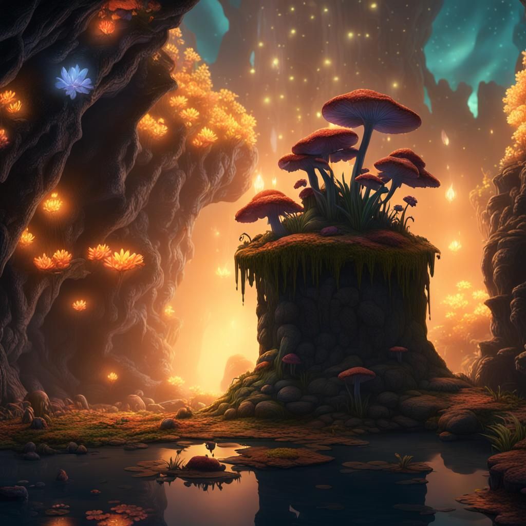 Glowing Pond Hidden in a Cave